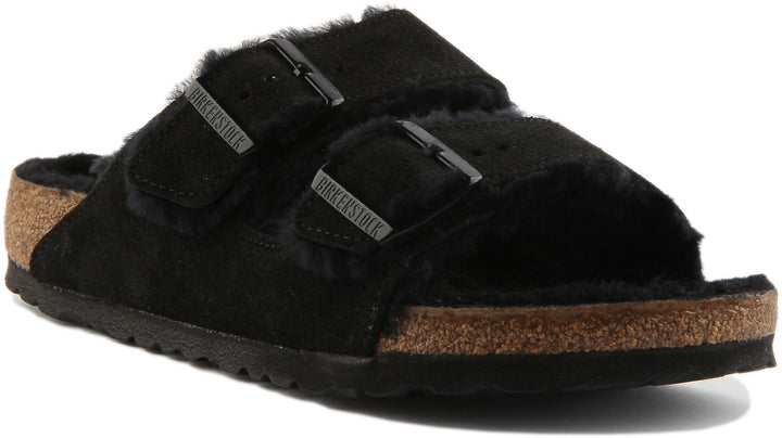 Birkenstock Arizona Sandals | Black shearling-lined suede for Women