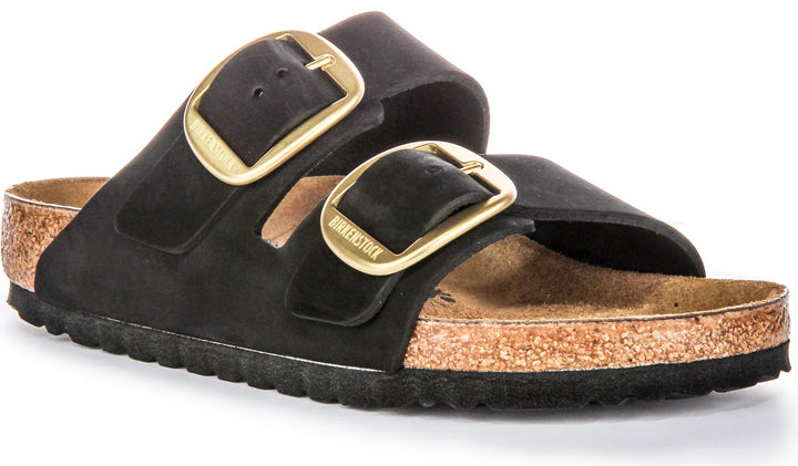 Birkenstock Arizona Sandals | Black suede leather - Big Buckle for Women