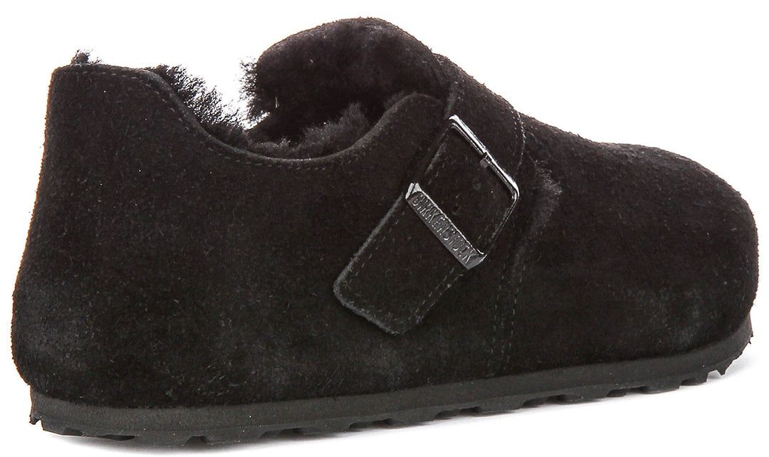 Birkenstock London Clogs | Black shearling-lined suede for Men and Women - Narrow Fit