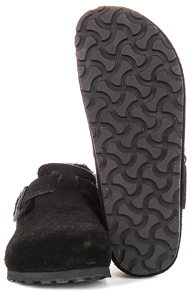 Birkenstock London Clogs | Black shearling-lined suede for Men and Women - Narrow Fit