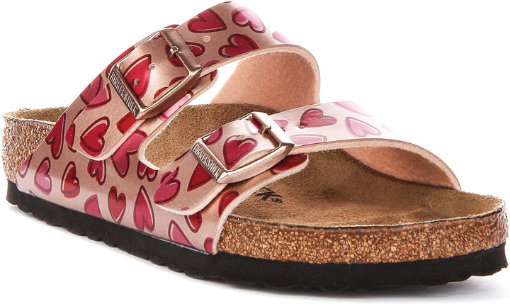 Birkenstock Arizona Sandals | Copper Birko-Flor - Heart Print for Kids - Regular Fit