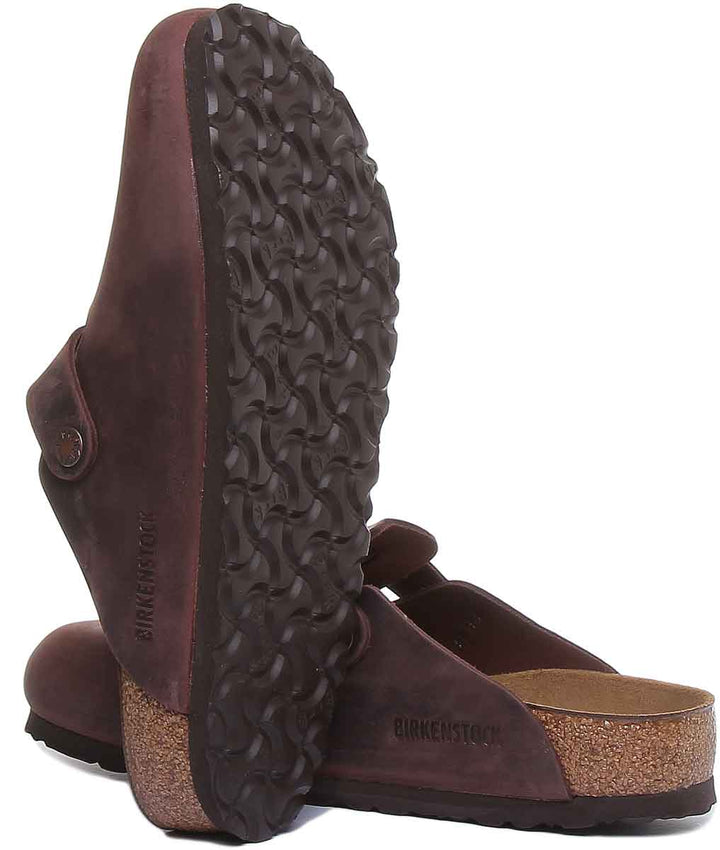 Birkenstock Boston Clogs | Dark Brown genuine leather for Men