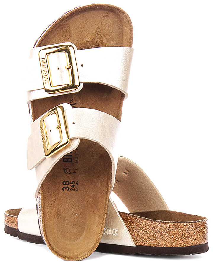 Birkenstock Sydney Cushion Clogs | Pearl White Birko-Flor for Women - Regular Fit