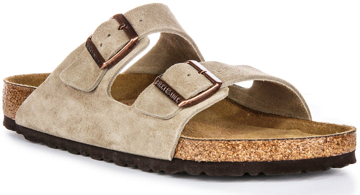 Sandales Birkenstock Arizona | Cuir suédé taupe - semelle souple pour hommes et femmes