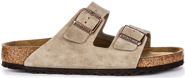 Sandales Birkenstock Arizona | Cuir suédé taupe - semelle souple pour hommes et femmes