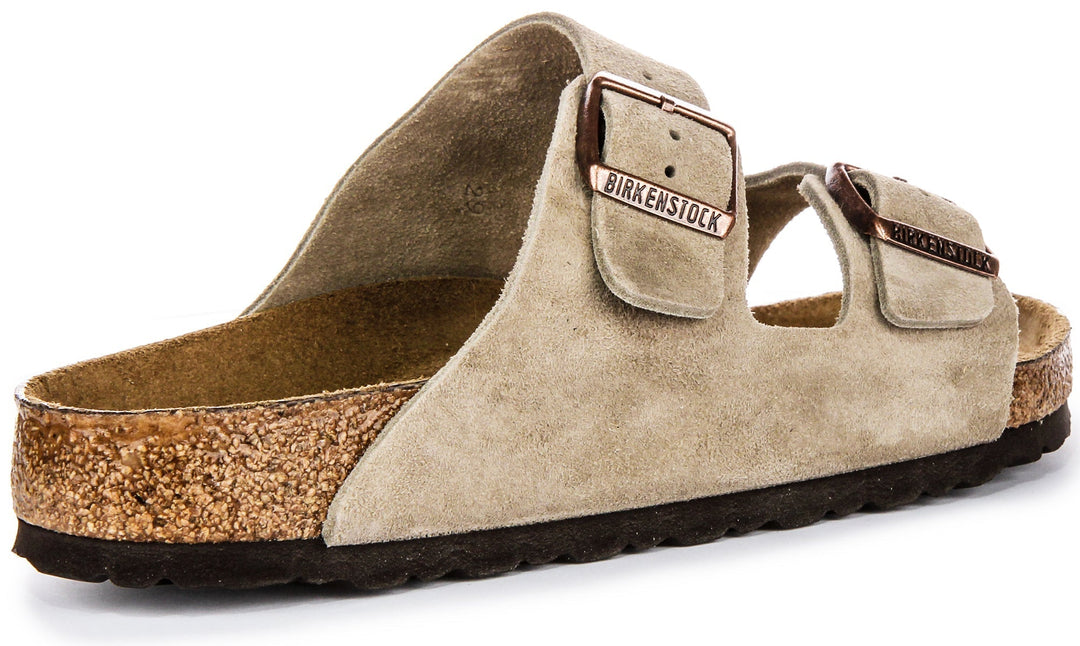 Sandales Birkenstock Arizona | Cuir suédé taupe - semelle souple pour hommes et femmes