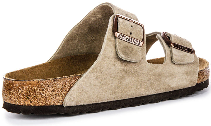 Sandales Birkenstock Arizona | Cuir suédé taupe - semelle souple pour hommes et femmes