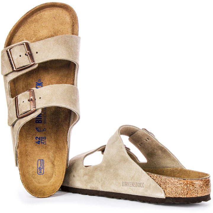 Sandales Birkenstock Arizona | Cuir suédé taupe - semelle souple pour hommes et femmes