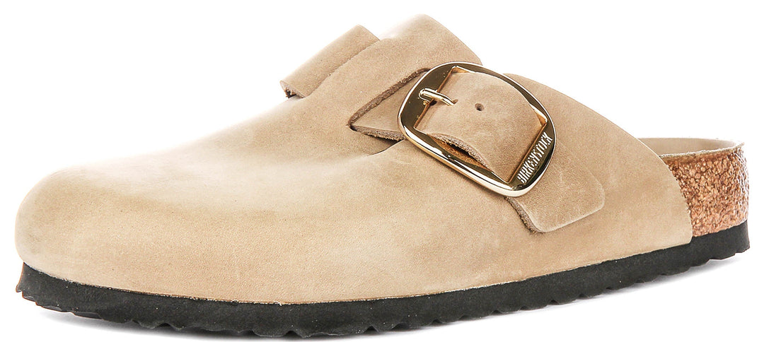 Birkenstock Boston Clogs | Tobacco nubuck leather - Big Buckle for Men and Women - Regular Fit